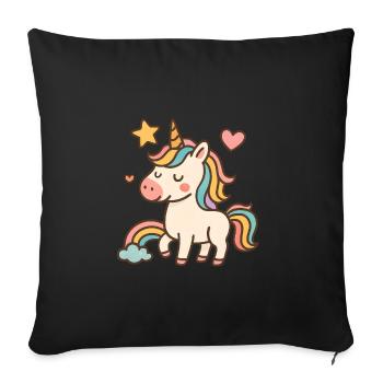 Licorne arc-en-ciel mignonne Licorne - Housse de coussin décorative 45 x 45 cm - noir - Devant