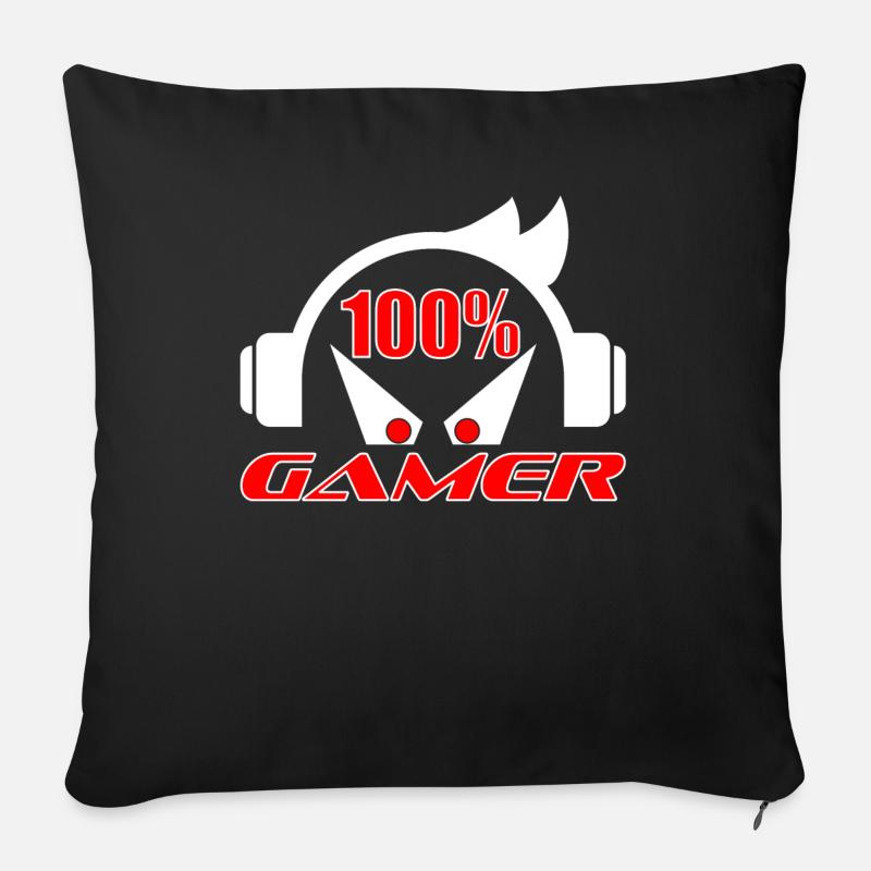 100% gamer - Housse de coussin décorative 45 x 45 cm - noir