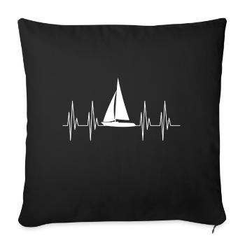 Heart for sailing gift sailboat ship ekg boat - Sofa pillowcase 17,3'' x 17,3'' (45 x 45 cm) - black - Front