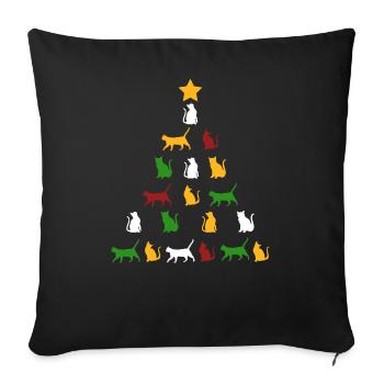 Cat cats Christmas gift tree funny animal - Sofa pillowcase 17,3'' x 17,3'' (45 x 45 cm) - black - Front