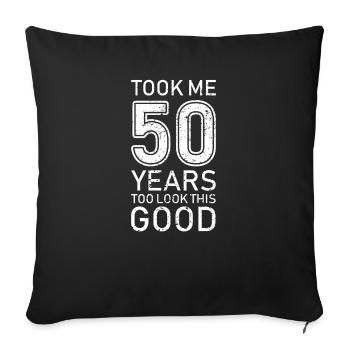 50ème cadeau d'anniversaire drôle disant numéro drôle - Housse de coussin décorative 45 x 45 cm - noir - Devant