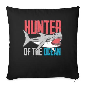 Requin - cadeau de océan de chemise de vacances de plage - Housse de coussin décorative 45 x 45 cm - noir - Devant