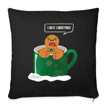 Anti Weihnachten  hassen Hasser Geschenk Fun - Sofakissenbezug 45 x 45 cm - Schwarz - Vorne