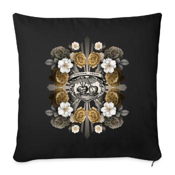 Jesus Christ, Sacred Heart of Jesus, rose décor - Sofa pillowcase 17,3'' x 17,3'' (45 x 45 cm) - black - Front