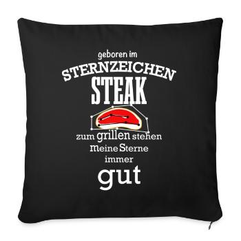 Sternzeichen Steak - Sofakissenbezug 45 x 45 cm - Schwarz - Vorne