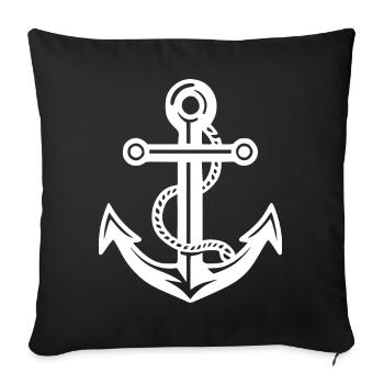 Ancre de navire en blanc avec corde Sea Lake Ocean - Housse de coussin décorative 45 x 45 cm - noir - Devant