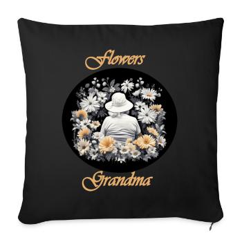 Fleurs de grand-mère colorées - Housse de coussin décorative 45 x 45 cm - noir - Devant