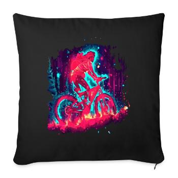 Neon Mystic Mountain Bike Girl Forest Ride - Sofa pillowcase 17,3'' x 17,3'' (45 x 45 cm) - black - Front