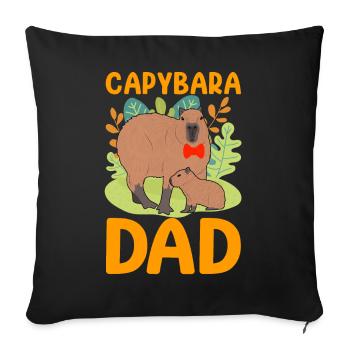 Capybara Papa Capy - Sofa pillowcase 17,3'' x 17,3'' (45 x 45 cm) - black - Front