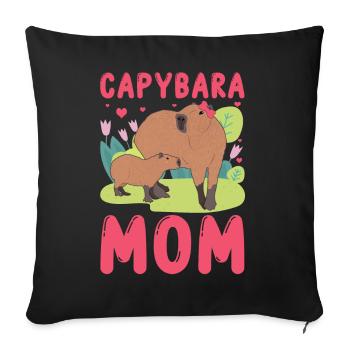 Capybara Mom Capy - Sofa pillowcase 17,3'' x 17,3'' (45 x 45 cm) - black - Front