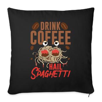 Flying Spaghetti Monster FSM Pastafari Coffee Ave - Sofa pillowcase 17,3'' x 17,3'' (45 x 45 cm) - black - Front