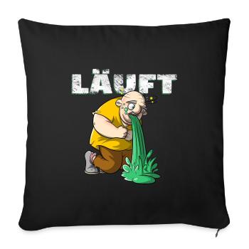 Läuft - Mann übergibt sich, Männerabend Sauftour - Sofakissenbezug 45 x 45 cm - Schwarz - Vorne