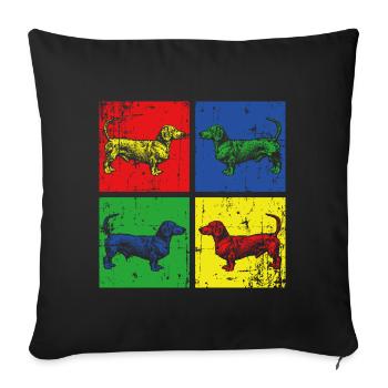 Dogs Dachshund - Sofa pillowcase 17,3'' x 17,3'' (45 x 45 cm) - black - Front