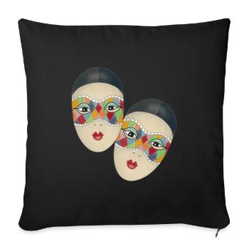 Joker masque illustration de carnaval de Venise - Housse de coussin décorative 45 x 45 cm - noir - Devant