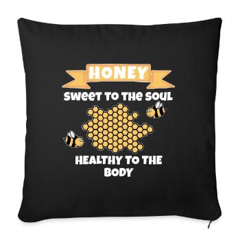 cadeau sucré miel pour nectar nid d'abeille abeille apiculteur - Housse de coussin décorative 45 x 45 cm - noir - Devant