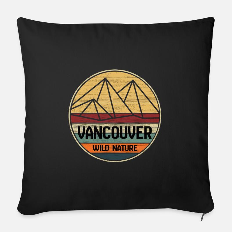 look vancouver canada retro usagé - Housse de coussin décorative 45 x 45 cm - noir