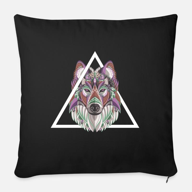 abstrakt wolf kunst geometrie wolfpack - Sofakissenbezug 45 x 45 cm - Schwarz