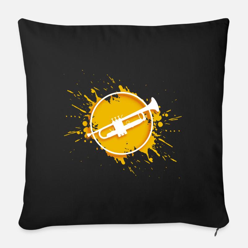 trompette - Housse de coussin décorative 45 x 45 cm - noir