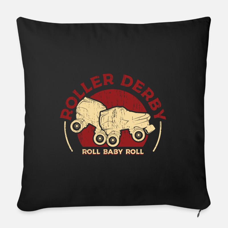 Dessins roller derby - Housse de coussin décorative 45 x 45 cm - noir