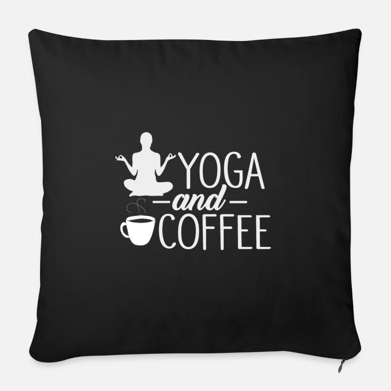 Yoga und Kaffee - Sofakissenbezug 45 x 45 cm - Schwarz
