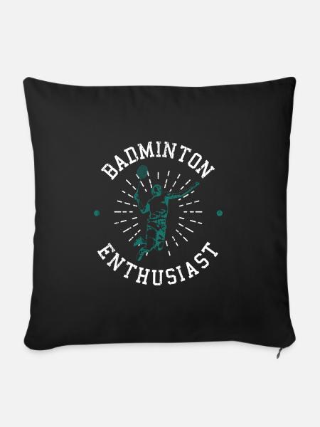 badminton - Housse de coussin décorative 45 x 45 cm - noir