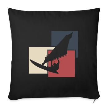 Windsurfing Shirt - Sofakissenbezug 45 x 45 cm - Schwarz - Vorne