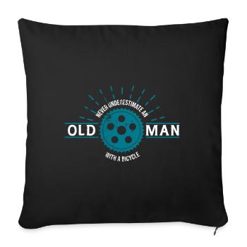 Senior man on a bicycle wheel mountain bike - Sofa pillowcase 17,3'' x 17,3'' (45 x 45 cm) - black - Front