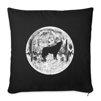 Wolf heartbeat wolves pulse gift - Sofa pillowcase 17,3'' x 17,3'' (45 x 45 cm) - black - Front