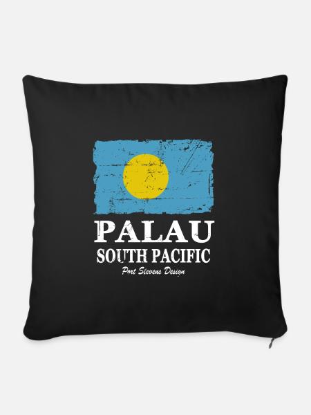 Flag of Palau - Palau Flagge - shabby look - Sofakissenbezug 45 x 45 cm - Schwarz