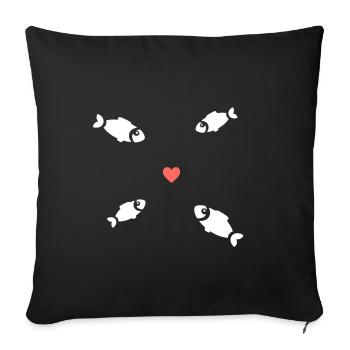 Fish Swarm Heart - Sofa pillowcase 17,3'' x 17,3'' (45 x 45 cm) - black - Front