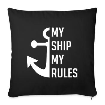 My boat my rules - Sofa pillowcase 17,3'' x 17,3'' (45 x 45 cm) - black - Front