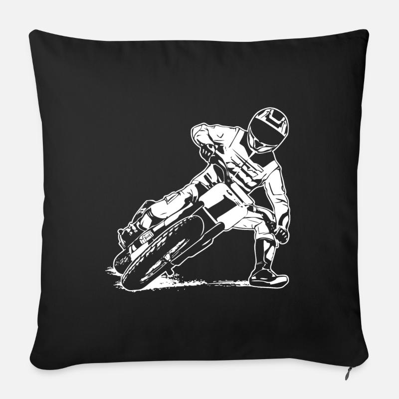 Flat Track Racer - Speedway - Sofa pillowcase 17,3'' x 17,3'' (45 x 45 cm) - black