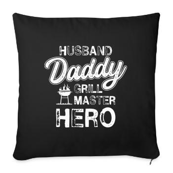 Husband Papa Grill Master Hero BBQ Griller - Sofa pillowcase 17,3'' x 17,3'' (45 x 45 cm) - black - Front