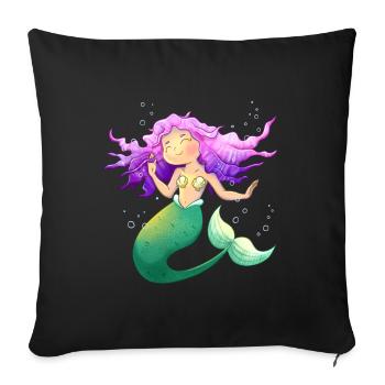 Conception de la petite sirène Sea Girl - Housse de coussin décorative 45 x 45 cm - noir - Devant