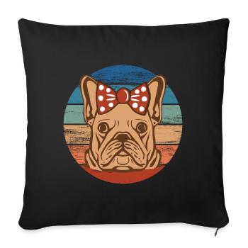 French Bulldog Girl Dog Head Rainbow - Sofa pillowcase 17,3'' x 17,3'' (45 x 45 cm) - black - Front