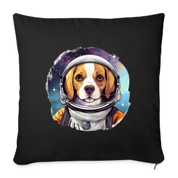 Hund als Astronaut - Sofakissenbezug 45 x 45 cm - Schwarz - Vorne