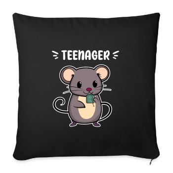 TEENAGER TEE NAGER MAUS TRINKEN GETRÄNK TEEBEUTEL - Sofakissenbezug 45 x 45 cm - Schwarz - Vorne