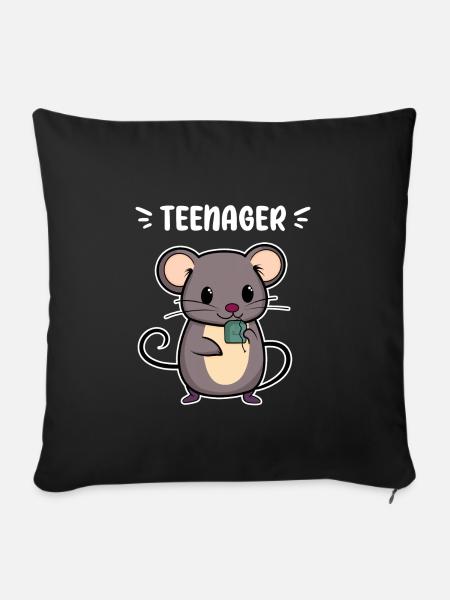 TEENAGER TEE NAGER MAUS TRINKEN GETRÄNK TEEBEUTEL - Sofakissenbezug 45 x 45 cm - Schwarz