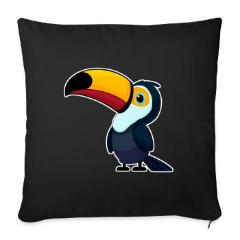 TOUCAN, TUCAN, OISEAUX, OISEAU, ANIMAL, COLORÉ, NATURE, TROPIQUES - Housse de coussin décorative 45 x 45 cm - noir - Devant