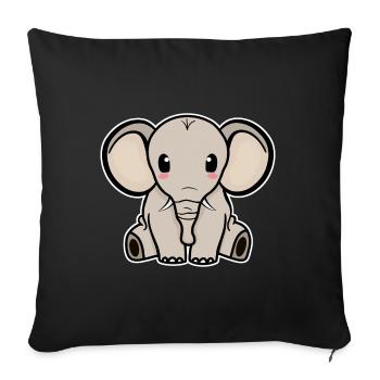 ELEPHANT, BABY, SITTING, WILDLIFE, ANIMAL, TRUNK, NATURE, ZOO - Sofa pillowcase 17,3'' x 17,3'' (45 x 45 cm) - black - Front