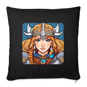 Cute Viking German Shield Maiden Comic - Sofa pillowcase 17,3'' x 17,3'' (45 x 45 cm) - black - Front