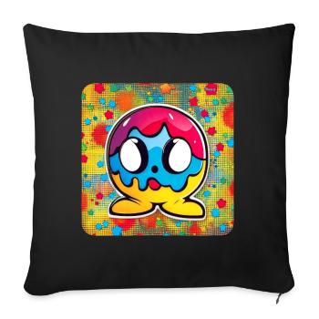 Psychedelisches Motiv Smiley - Sofakissenbezug 45 x 45 cm - Schwarz - Vorne