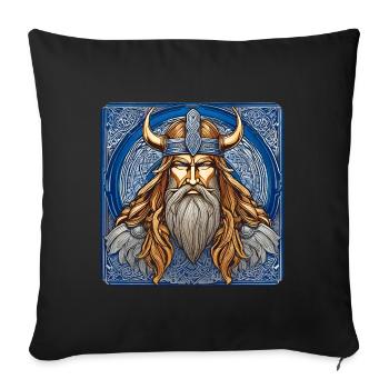 Proud Viking with Horns Helmet - Sofa pillowcase 17,3'' x 17,3'' (45 x 45 cm) - black - Front