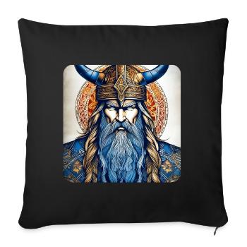 Proud Viking with Horns Helmet - Sofa pillowcase 17,3'' x 17,3'' (45 x 45 cm) - black - Front