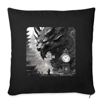 Dämon Monster Ungeheuer mit Uhr - Sofakissenbezug 45 x 45 cm - Schwarz - Vorne