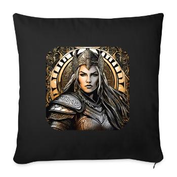 Stolze Wikingerin Germanin Schildmaid - Sofakissenbezug 45 x 45 cm - Schwarz - Vorne