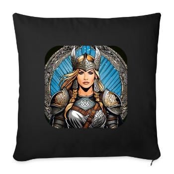 Fière femme allemande viking - Housse de coussin décorative 45 x 45 cm - noir - Devant