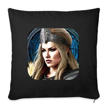 Fier cyborg Viking Shieldmaiden - Housse de coussin décorative 45 x 45 cm - noir - Devant