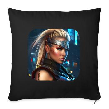 Stolze Wikingerin Schildmaid Cyborg - Sofakissenbezug 45 x 45 cm - Schwarz - Vorne