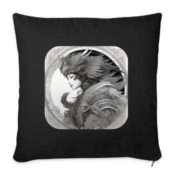 Stolze Fantasy Kriegerin Schildmaid - Sofakissenbezug 45 x 45 cm - Schwarz - Vorne